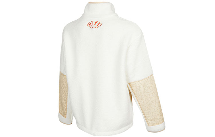 nithtke CNY Chinese New Year's Edition Contrast Color Stitching Loose Sports Stand Collar Jacket Beige DQ5061-133