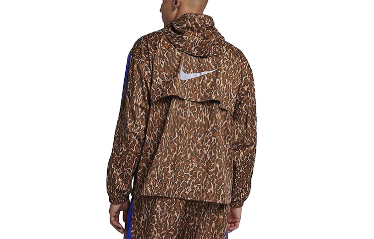 nithtke Leopard print hooded track Jacket Brown BQ8185-786
