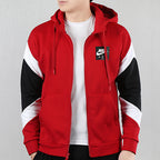 nithtke Air Hood Fz Flc Logo Printing Contrasting Colors Sports hooded Fleece Lined Jacket Red CD9223-687