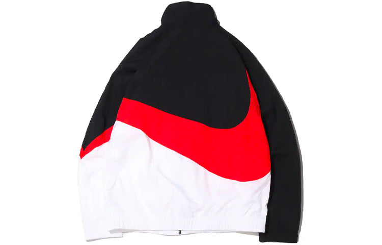 nithtke MENS Sportswear Multicolor Large Logo Tat Stand Collar Jacket Black AR3133-011