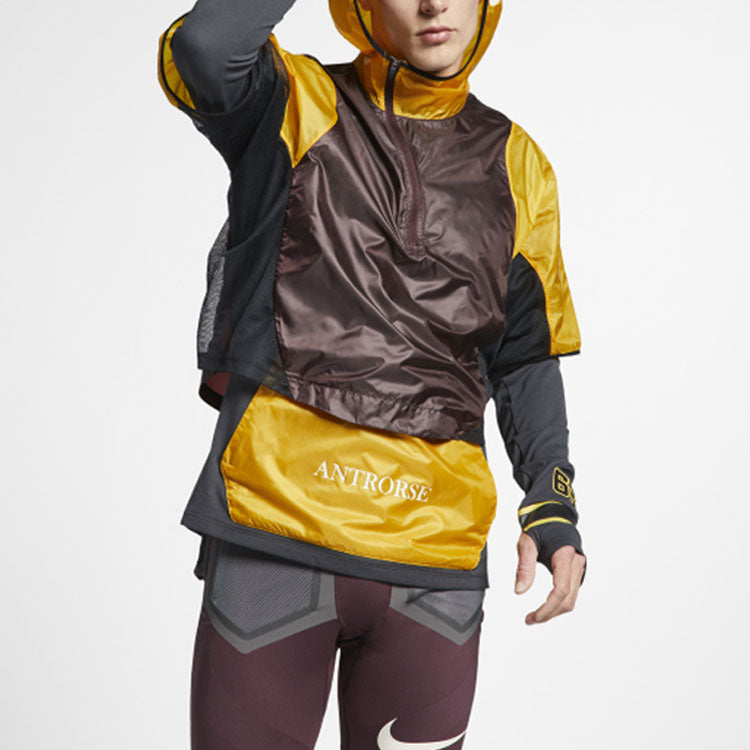 Men's nithtke Colorblock Outdoor Sports Hooded Jacket Autumn Brown 'Gold Dart Deep Burgundy Dk Smoke' BQ3249-711