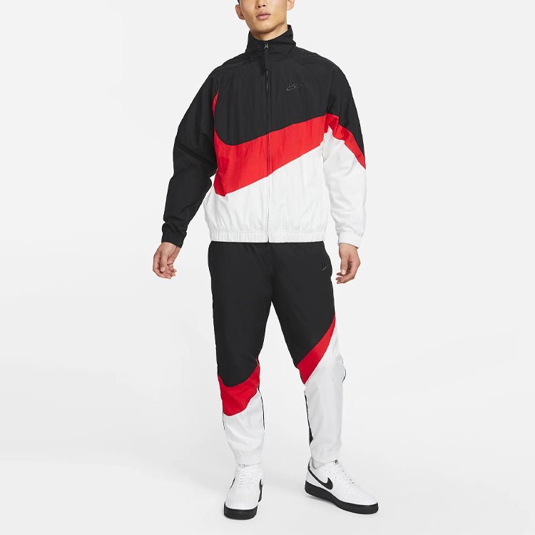 nithtke MENS Sportswear Multicolor Large Logo Tat Stand Collar Jacket Black AR3133-011