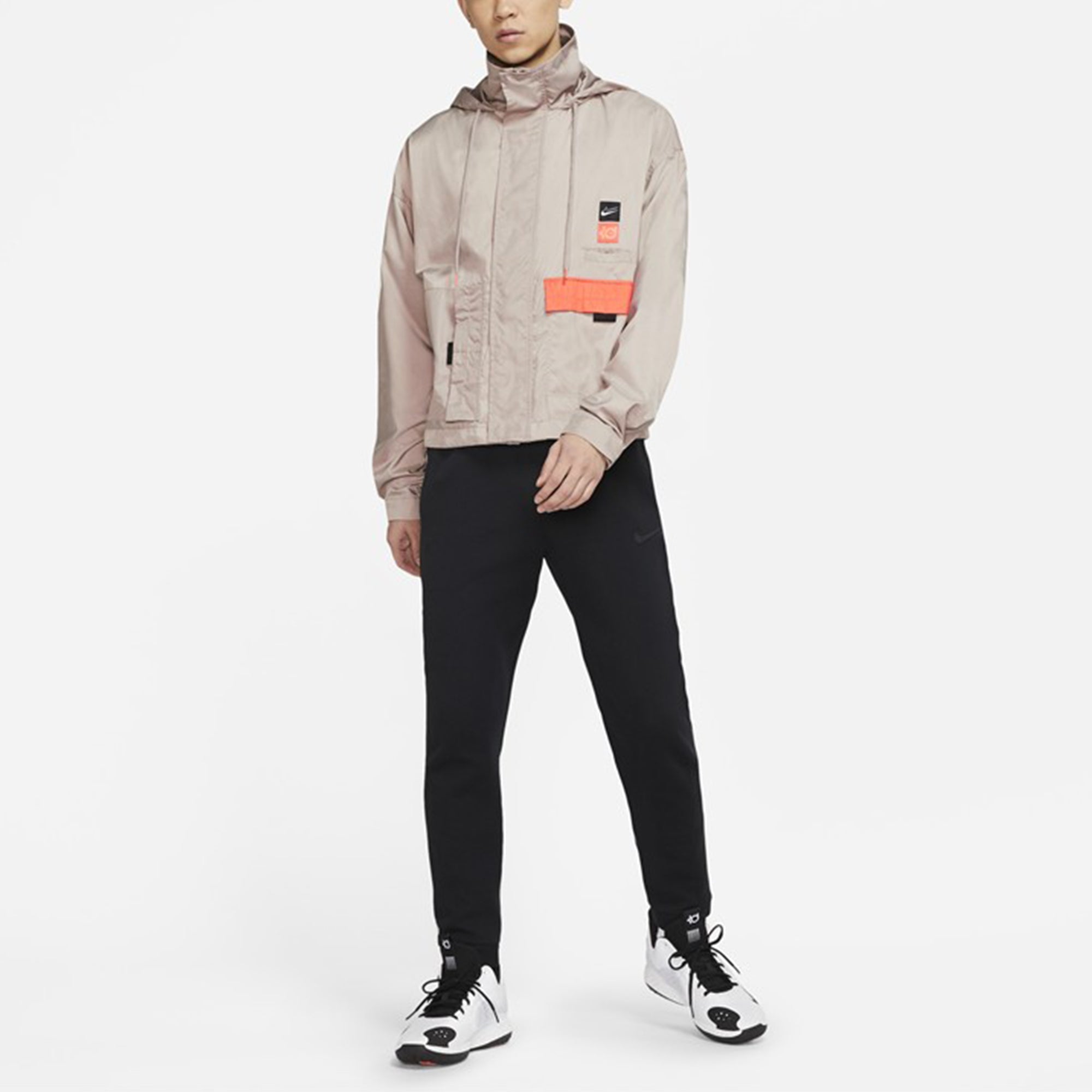 nithtke KD Swoosh Embroidered Pattern Woven Basketball Jacket Khaki CV2404-245