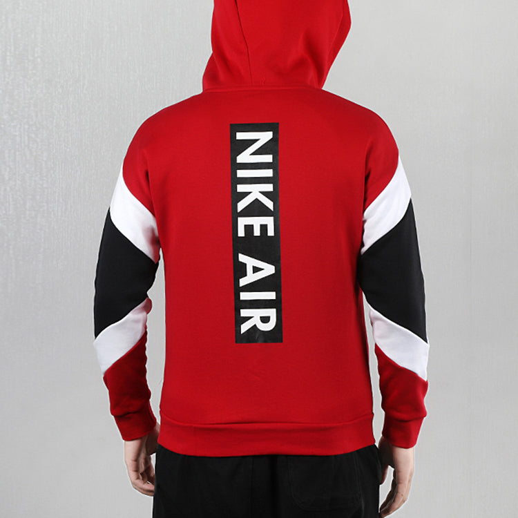 nithtke Air Hood Fz Flc Logo Printing Contrasting Colors Sports hooded Fleece Lined Jacket Red CD9223-687