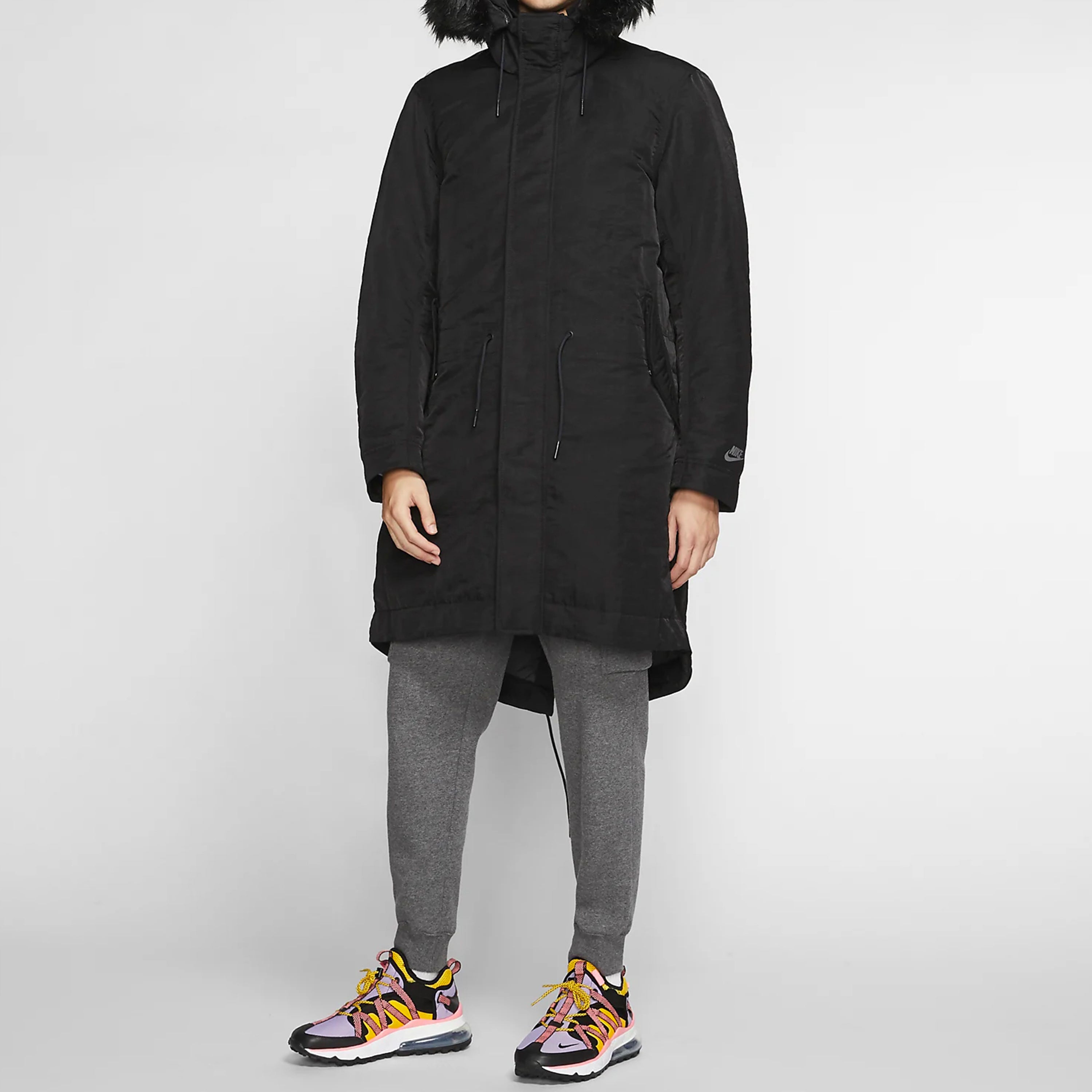 nithtke Sportswear Down Fill Stay Warm hooded mid-length Down Jacket Black BV4752-010