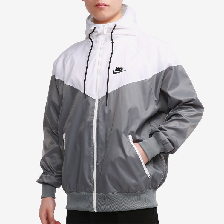nithtke Sportswear Windrunner Sports Training hooded Woven Jacket Gray White DA0002-084