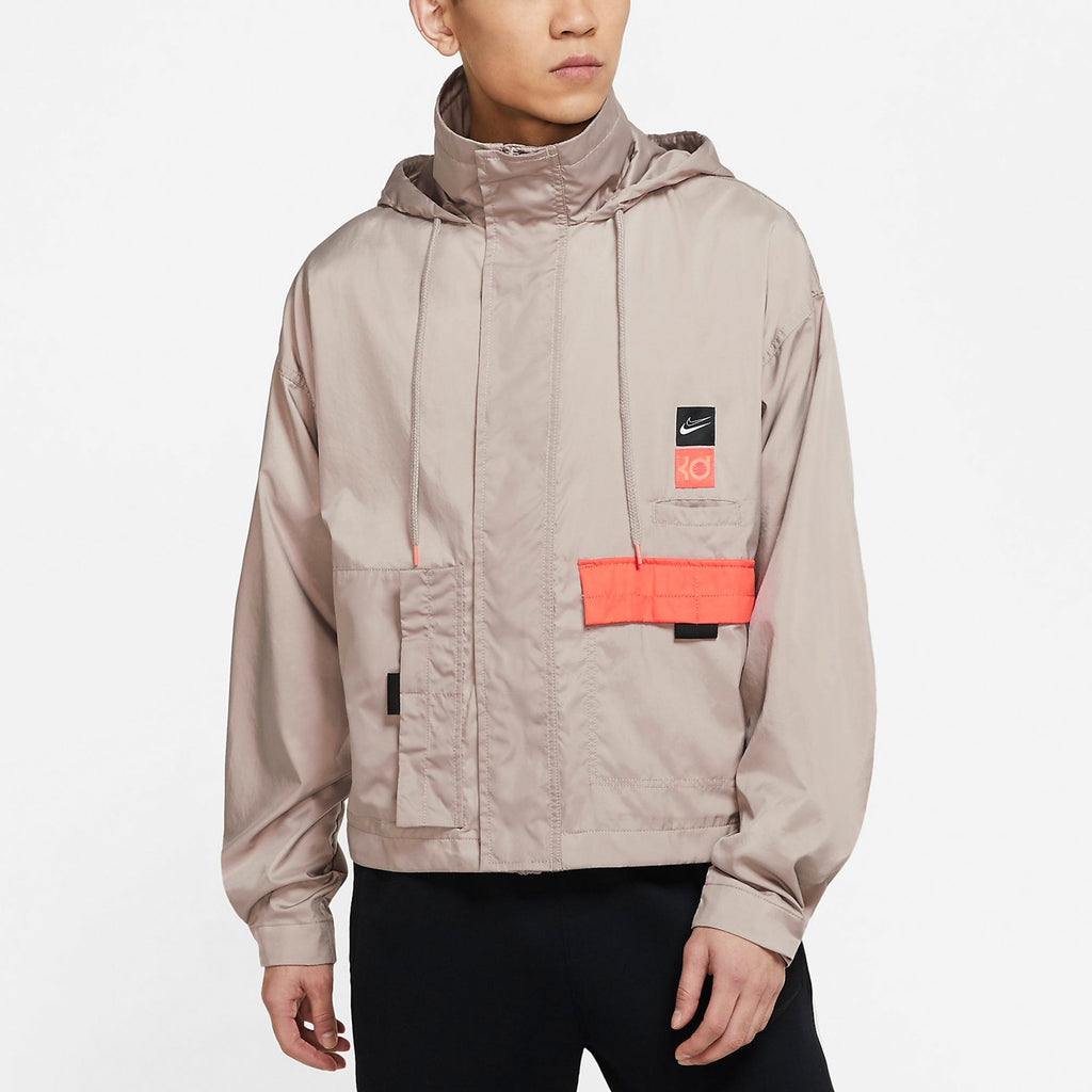 nithtke KD Swoosh Embroidered Pattern Woven Basketball Jacket Khaki CV2404-245