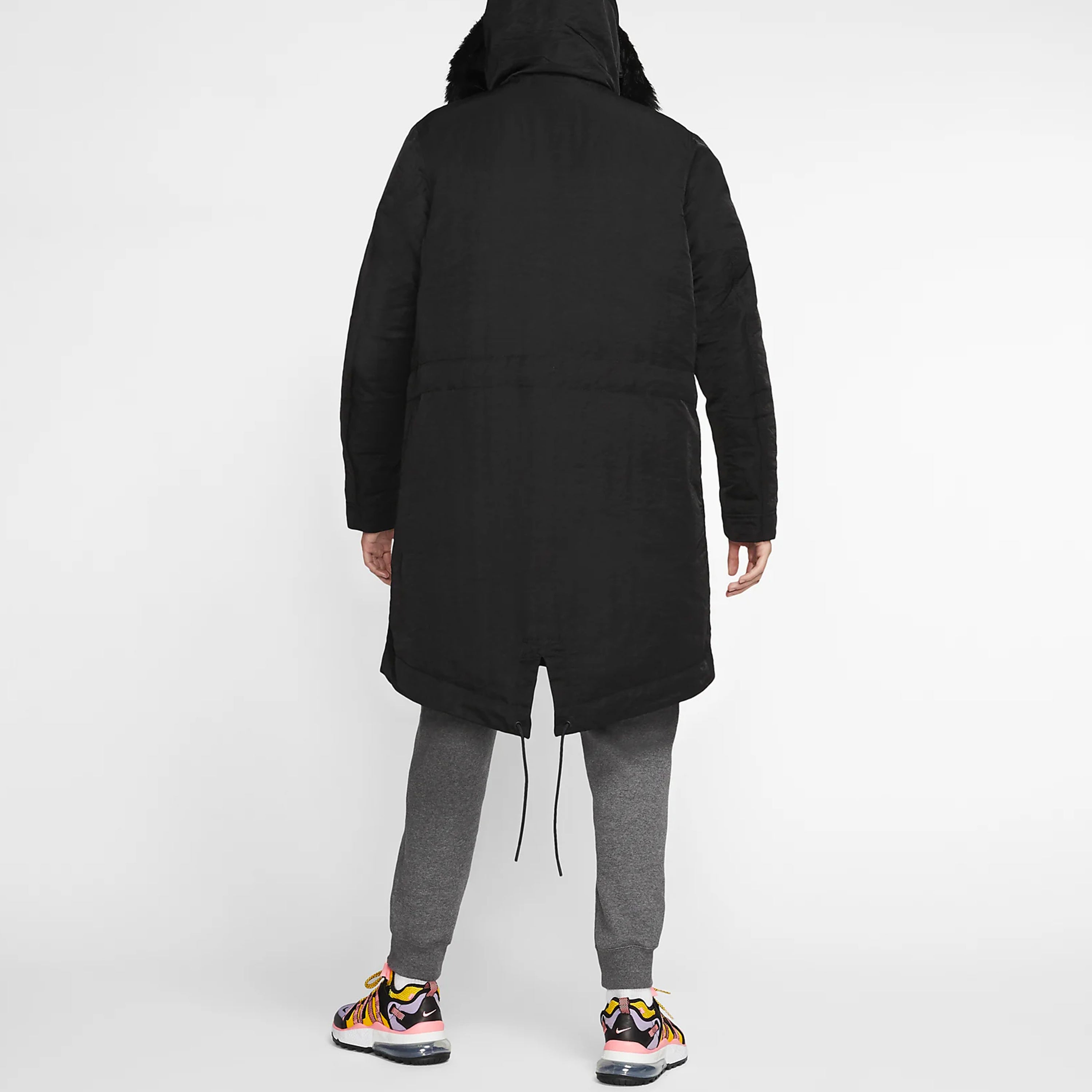 nithtke Sportswear Down Fill Stay Warm hooded mid-length Down Jacket Black BV4752-010