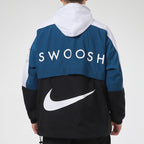 nithtke Sportswear Swoosh Contrast Color Stitching Sports hooded Woven Jacket Blue DJ8038-401