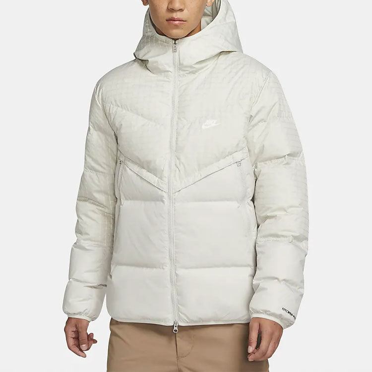 nithtke Plaid Splicing Sports Stay Warm hooded down Jacket White DD6964-072