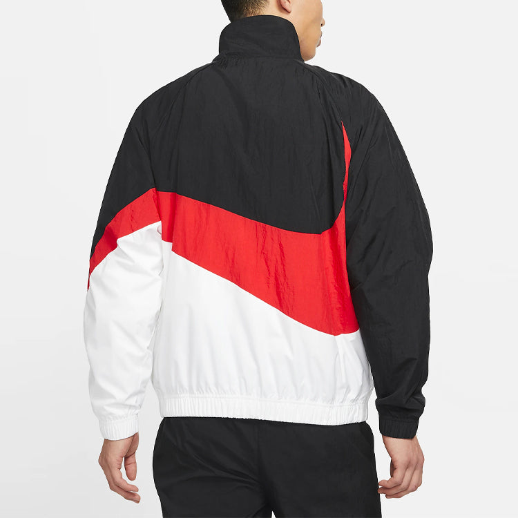 nithtke MENS Sportswear Multicolor Large Logo Tat Stand Collar Jacket Black AR3133-011