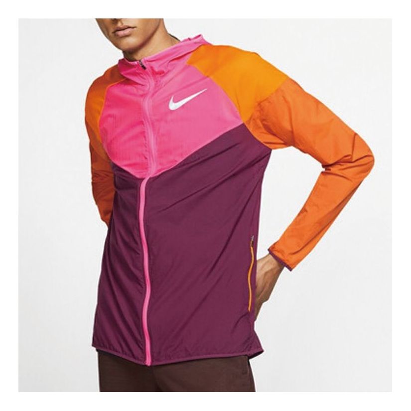 nithtke Windrunner Thin and light Colorblock Athleisure Casual Sports Running Hooded Jacket Multicolor 'Multi-Colorwine Red Purplered Orange' AR0258-609