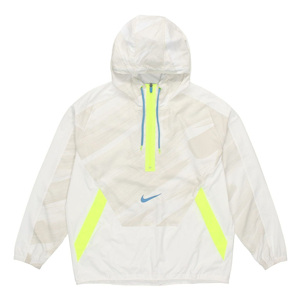 Men's nithtke Dri-fit Sport Clash Hooded Half Zipper Athleisure Casual Sports Pullover Jacket Autumn Creamy White DD1724-100