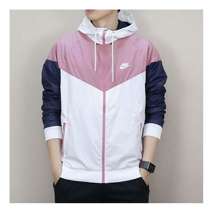 nithtke Windrunner Mens Windbreaker Hoodie 'Pink White' 727325-103