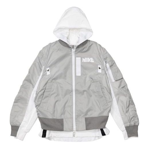 nithtke x Sacai Crossover Double Layer Sports Hooded Jacket Asia Edition Gray CZ4697-097